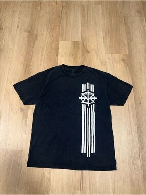 WWE Seth Rollins Black Tee with White Vertical Stripe Emblem
